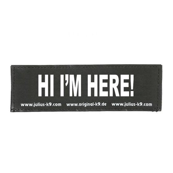 Julius K9 Logo Klettsticker groß G-L – HI, I'M HERE!