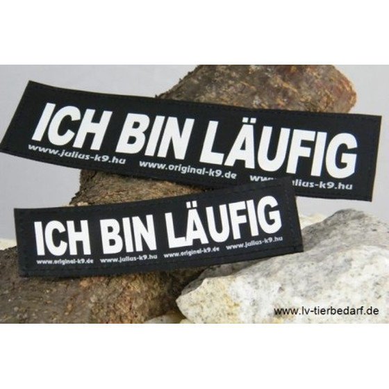 Julius K9 Logo Klettsticker groß G-L – ICH BIN LÄUFIG