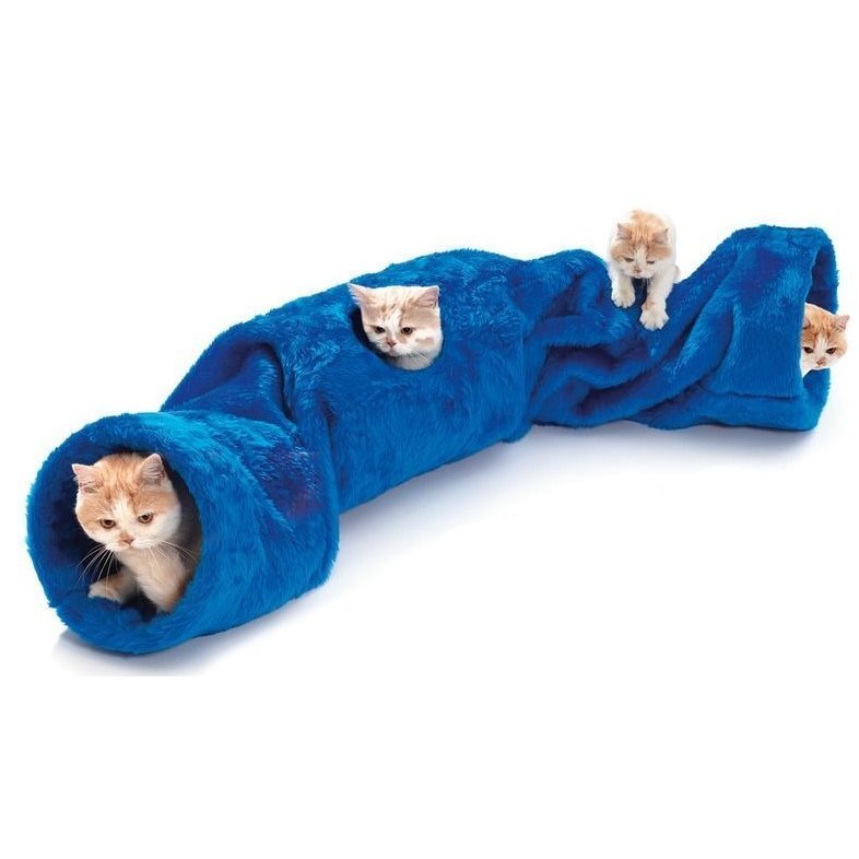 Plüsch Rascheltunnel für Katzen – Ø 25 x 136 cm, zufällige Farbe