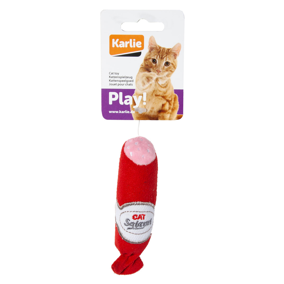 Katzenspielzeug aus Textil – Salami - L: 11.5 cm