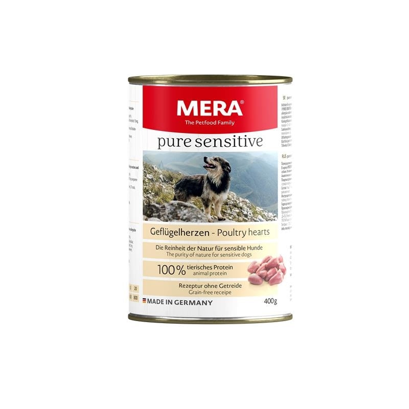 Mera Dog Pure Sensitive Meat Nassfutter – Geflügelherzen 6x400g