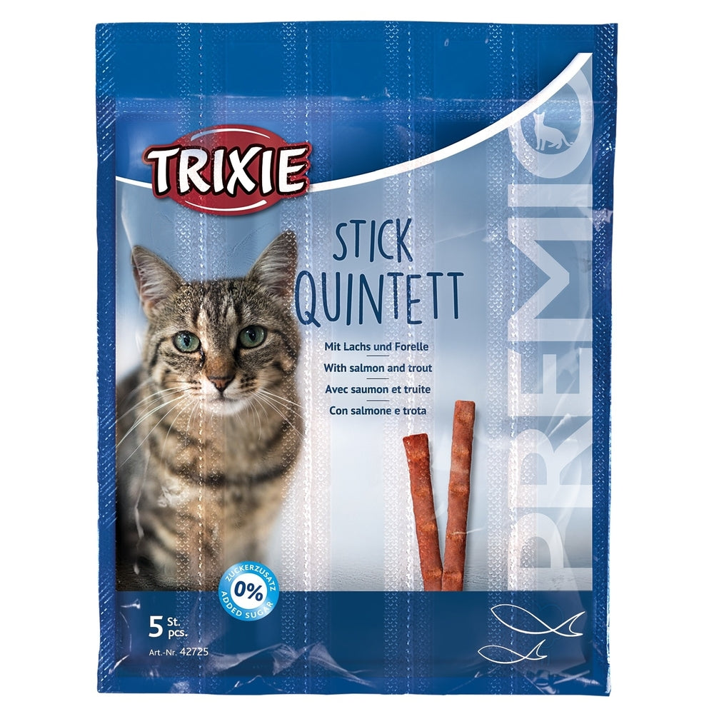 PREMIO Stick Quintett Katzensnack – Lachs/Forelle, 5 × 5 g