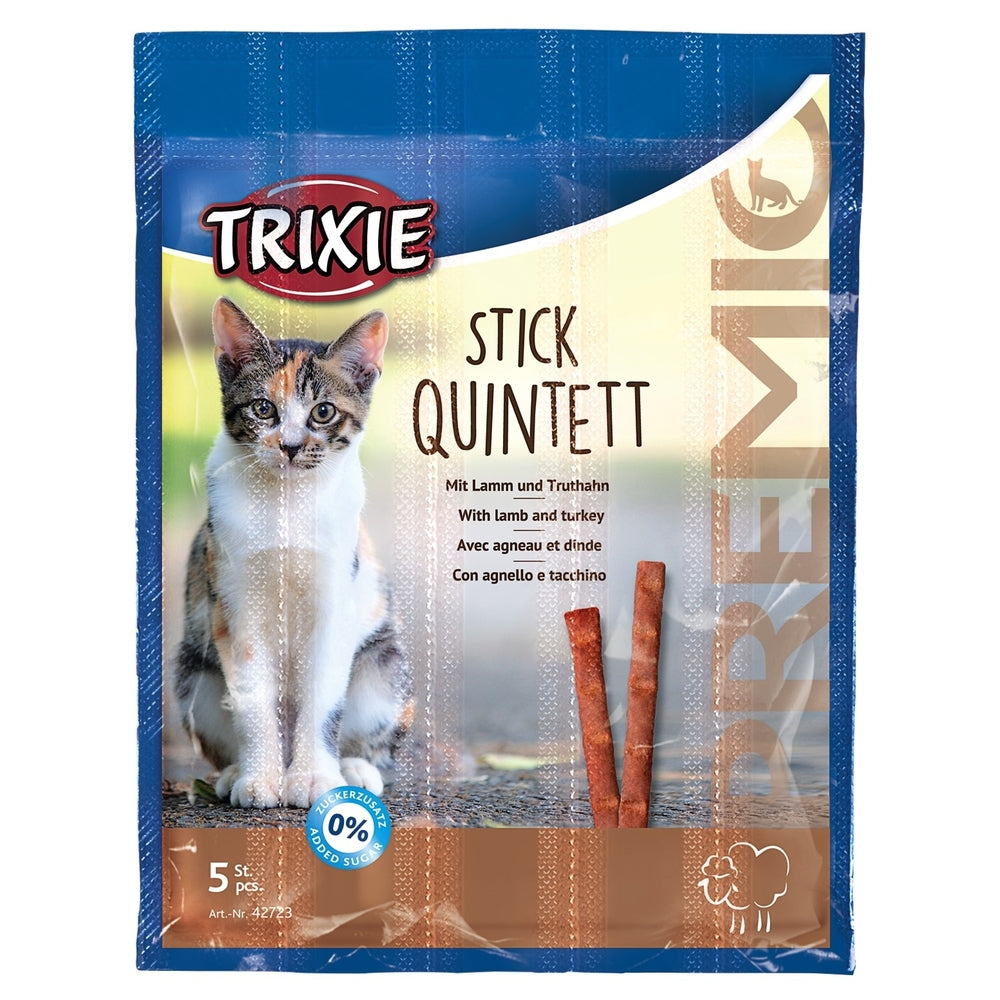 PREMIO Stick Quintett Katzensnack – Lamm/Truthahn, 5 × 5 g