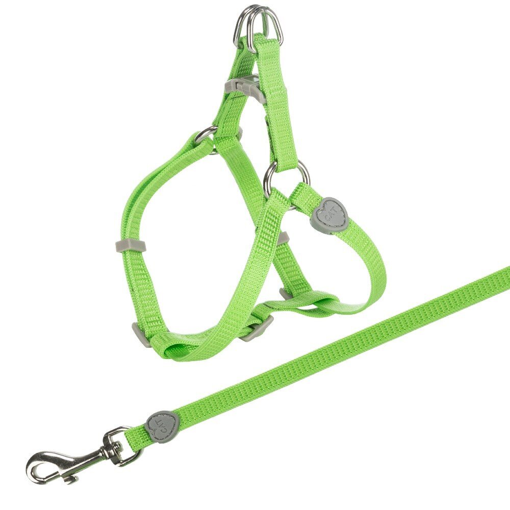 Premium One Touch Katzen-Garnitur mit Leine – Geschirr: 26–37 cm/10 mm, Leine: 1,20 m, diverse Farben