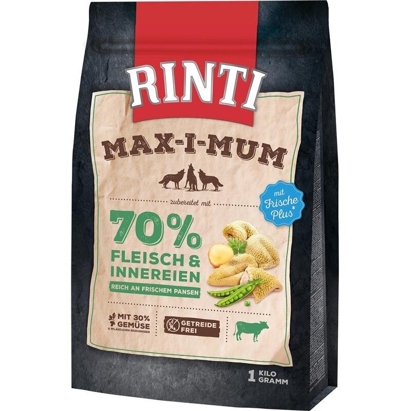 Rinti Maximum Trockenfutter fĂŒr Hunde | Getreidefrei & Hoher Frischfleischanteil (Huhn oder Rind)