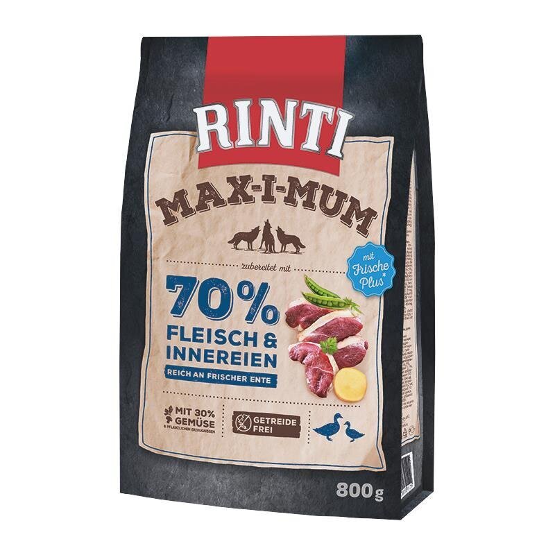 Rinti Maximum Trockenfutter fĂŒr Hunde | Getreidefrei & Hoher Frischfleischanteil (Huhn oder Rind)