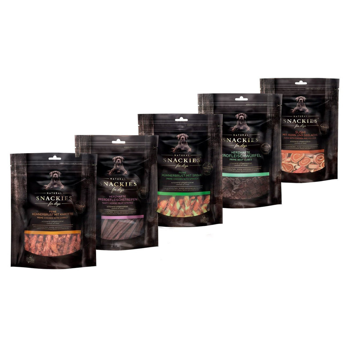 AKTION: Probierset getrocknete Hundesnacks – 5x Probiergröße