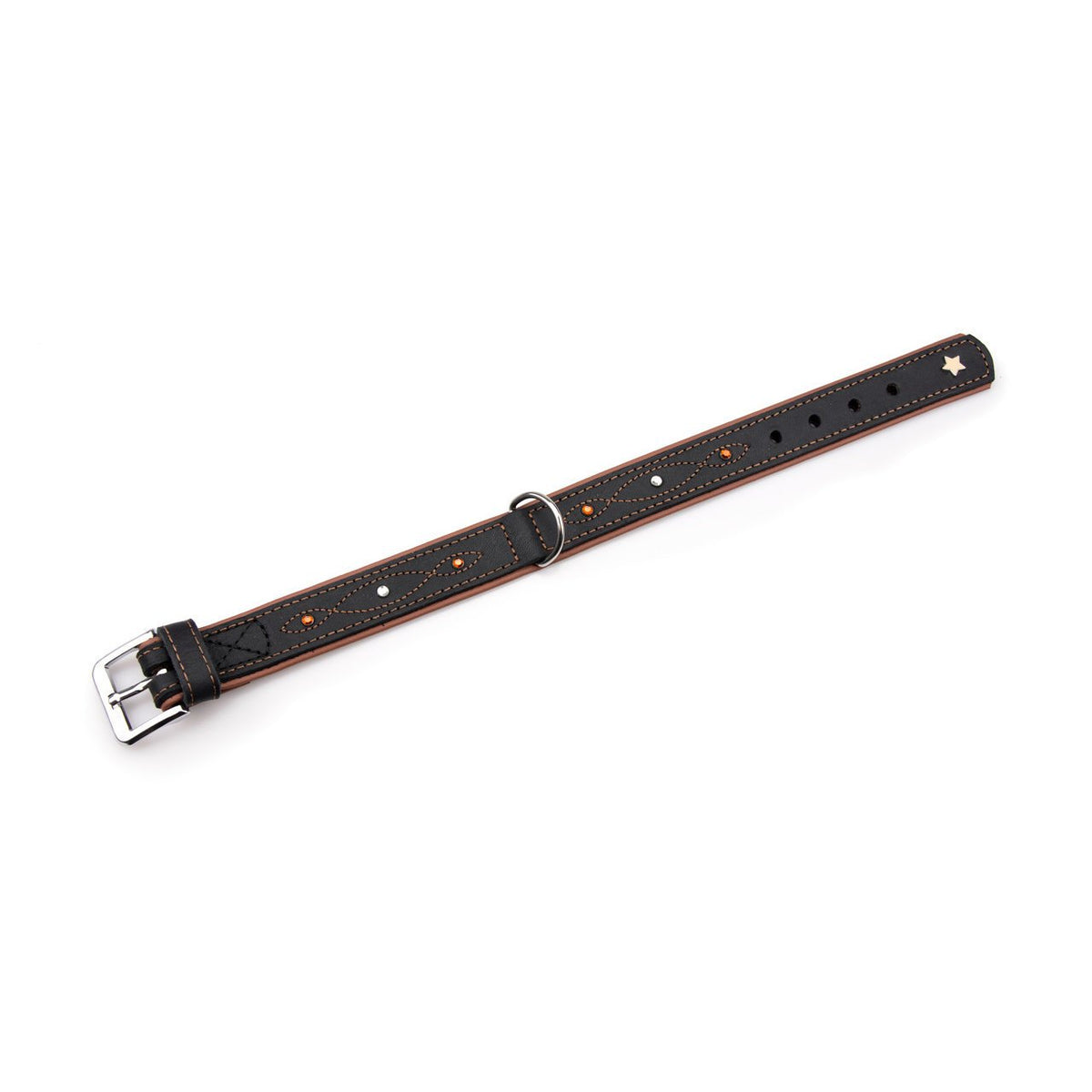 Sternfalbe Lederhalsband für Hunde