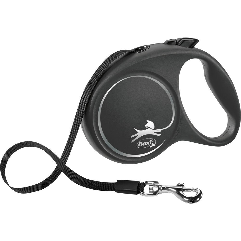 flexi BLACK DESIGN Gurtleine – L: 5 m, schwarz, bis zu 50kg