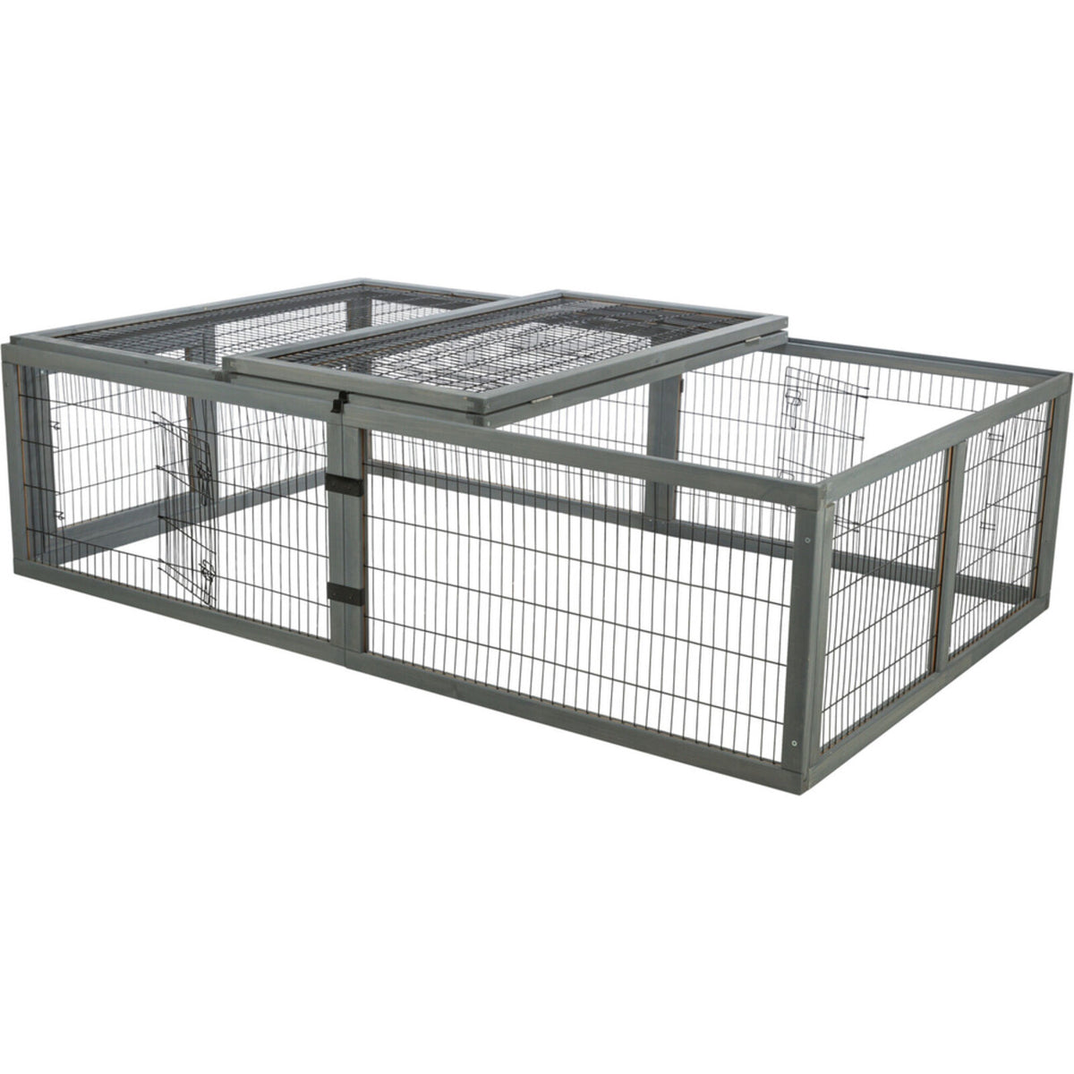 TRIXIE Freilauf mit Abdeckung fĂŒr Kleintiere â Sicher & artgerecht! â 174 Ă 48 Ă 109 cm, grau