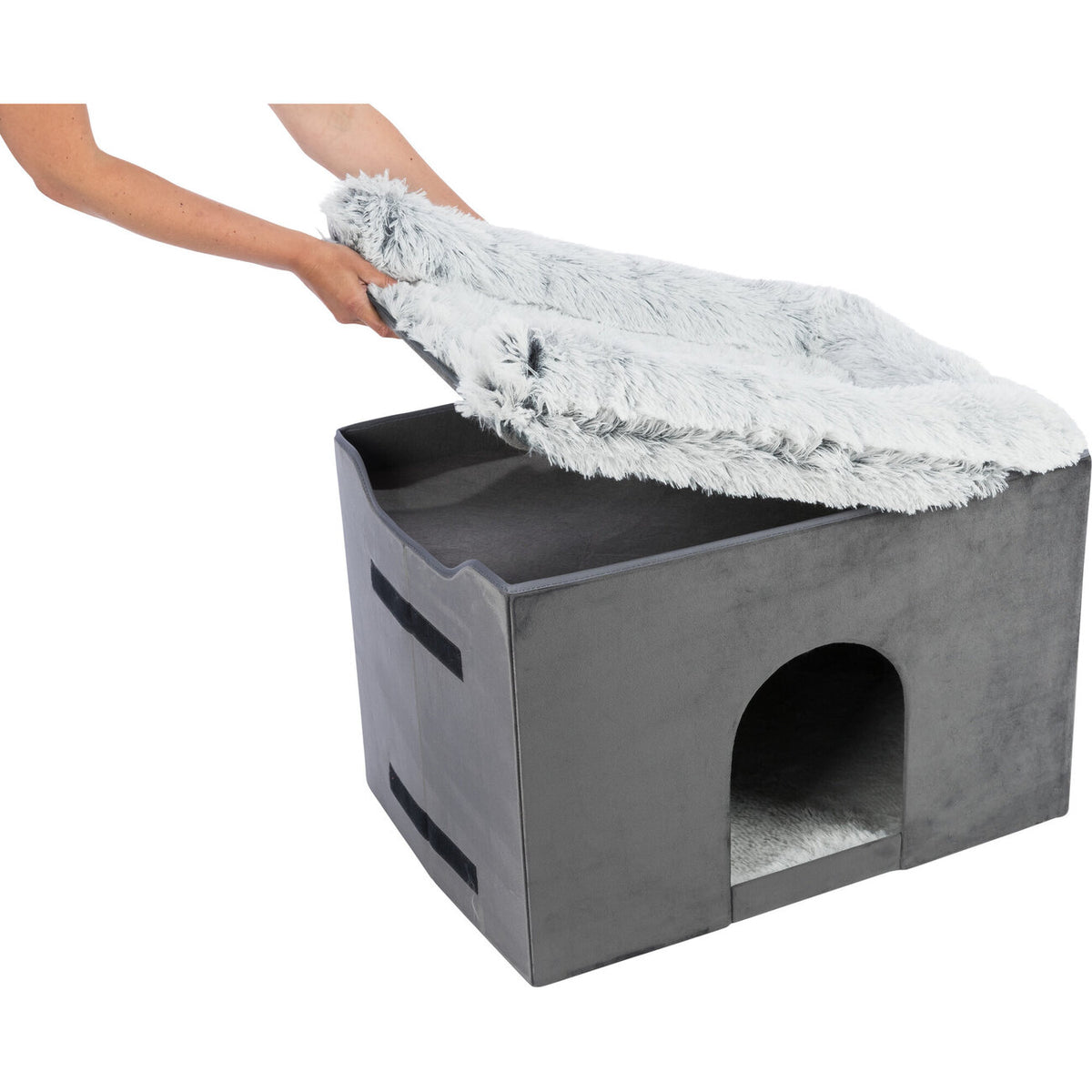 Hunde Beistellbett Harvey mit Treppe und Höhle
