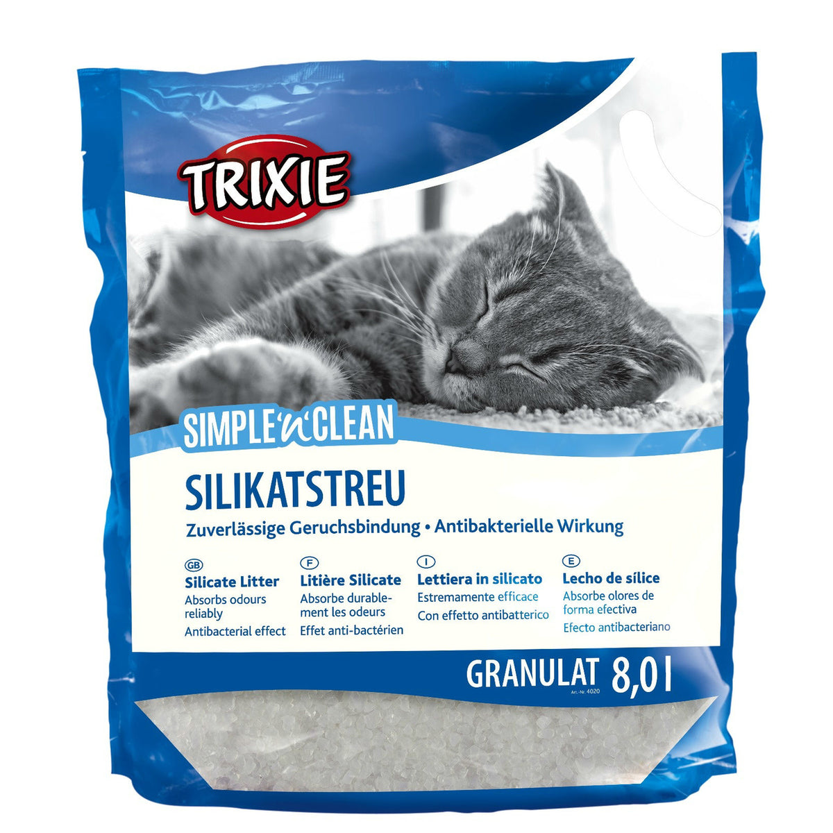 Katzenstreu aus staubarmen Silikat