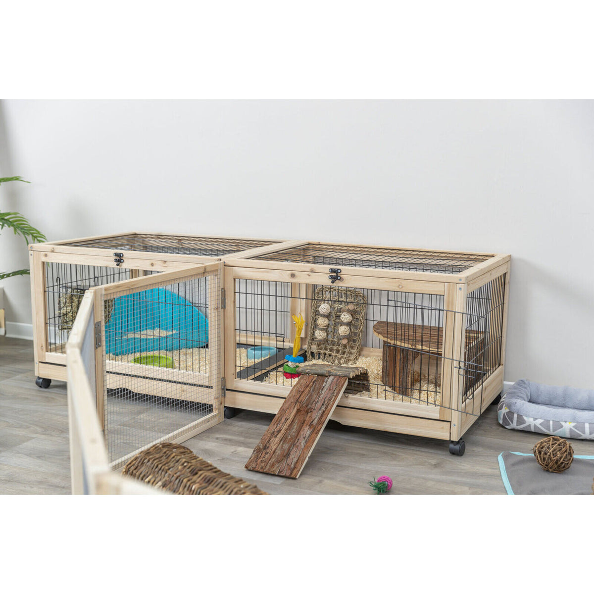 Kleintier Indoor Gehege aus Holz – 150 × 50 × 60 cm
