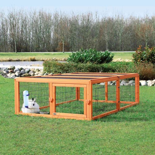 TRIXIE Freilauf mit Abdeckung fĂŒr Kleintiere â Sicher & artgerecht! â 174 Ă 48 Ă 109 cm, braun