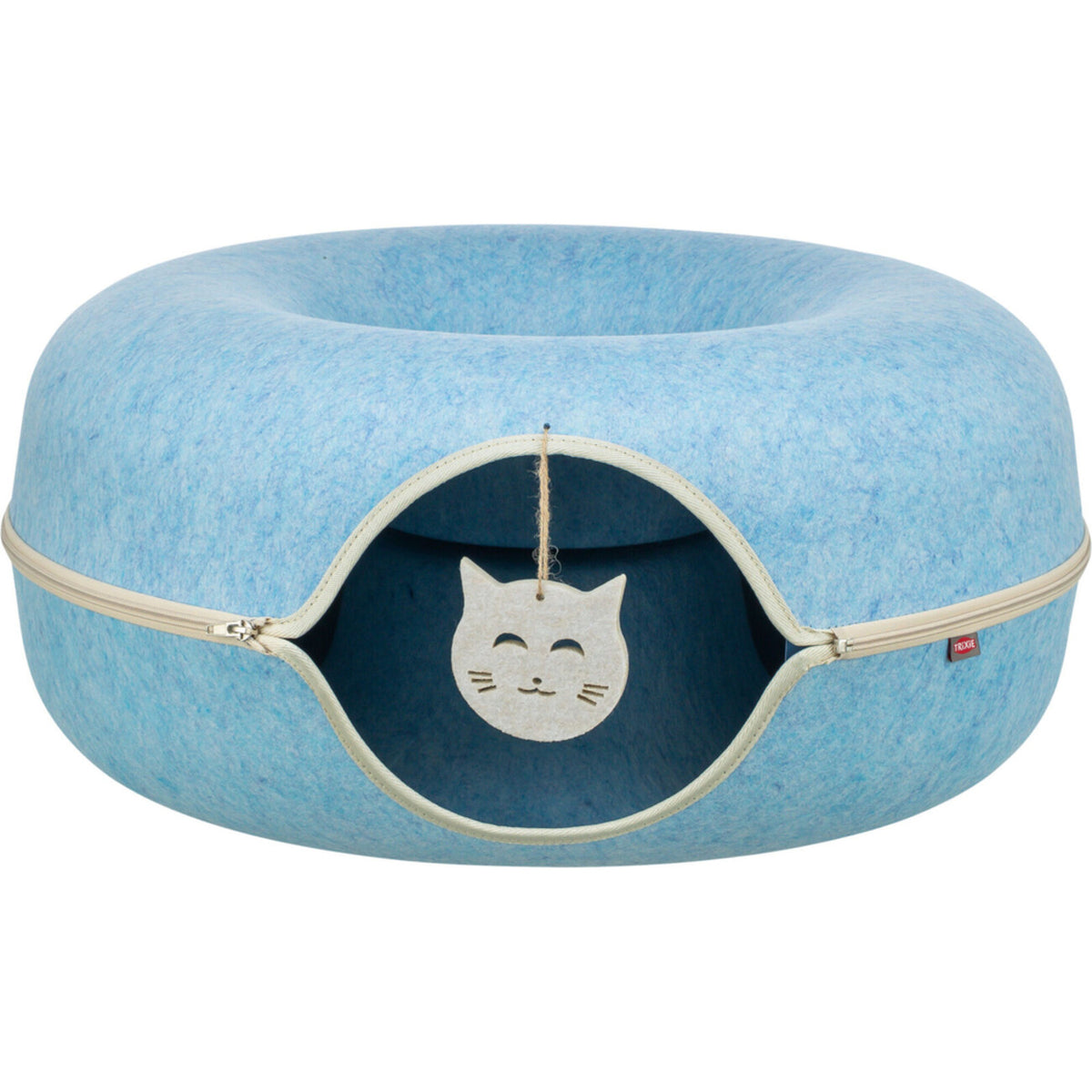 TRIXIE Spieldonut für Katzen - Kuscheliges Spielzeug & Rückzugsort – ø 60 cm blau