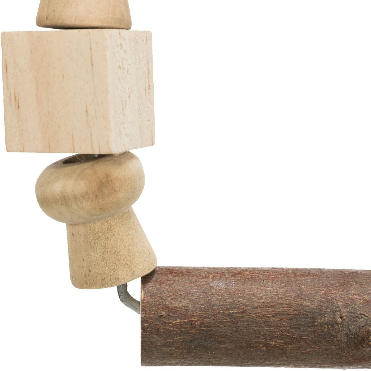 Vogelschaukel mit bunten Holzklötzchen und Tau – 20×29 cm