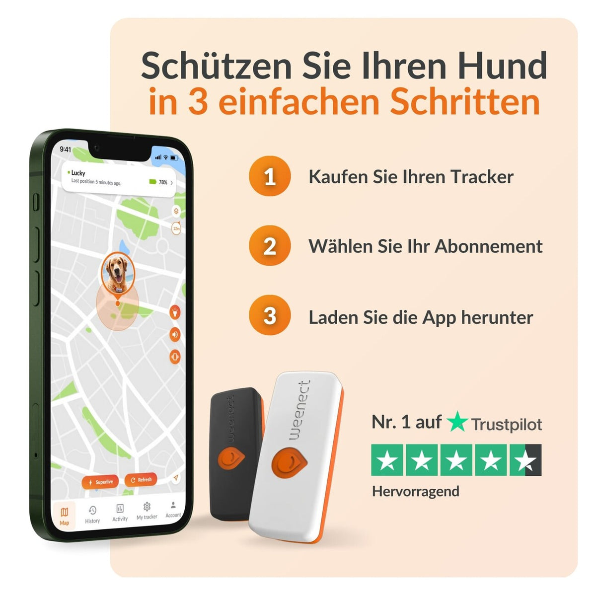 XS GPS Tracker für Hunde mit Lebenslanger Garantie