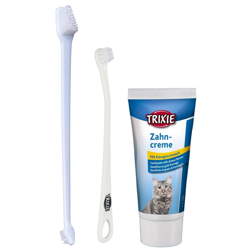 Zahnpflege-Set, Zahnbürste Zahnpasta für Katzen – 2 x Bürsten, 1 x Zahncreme