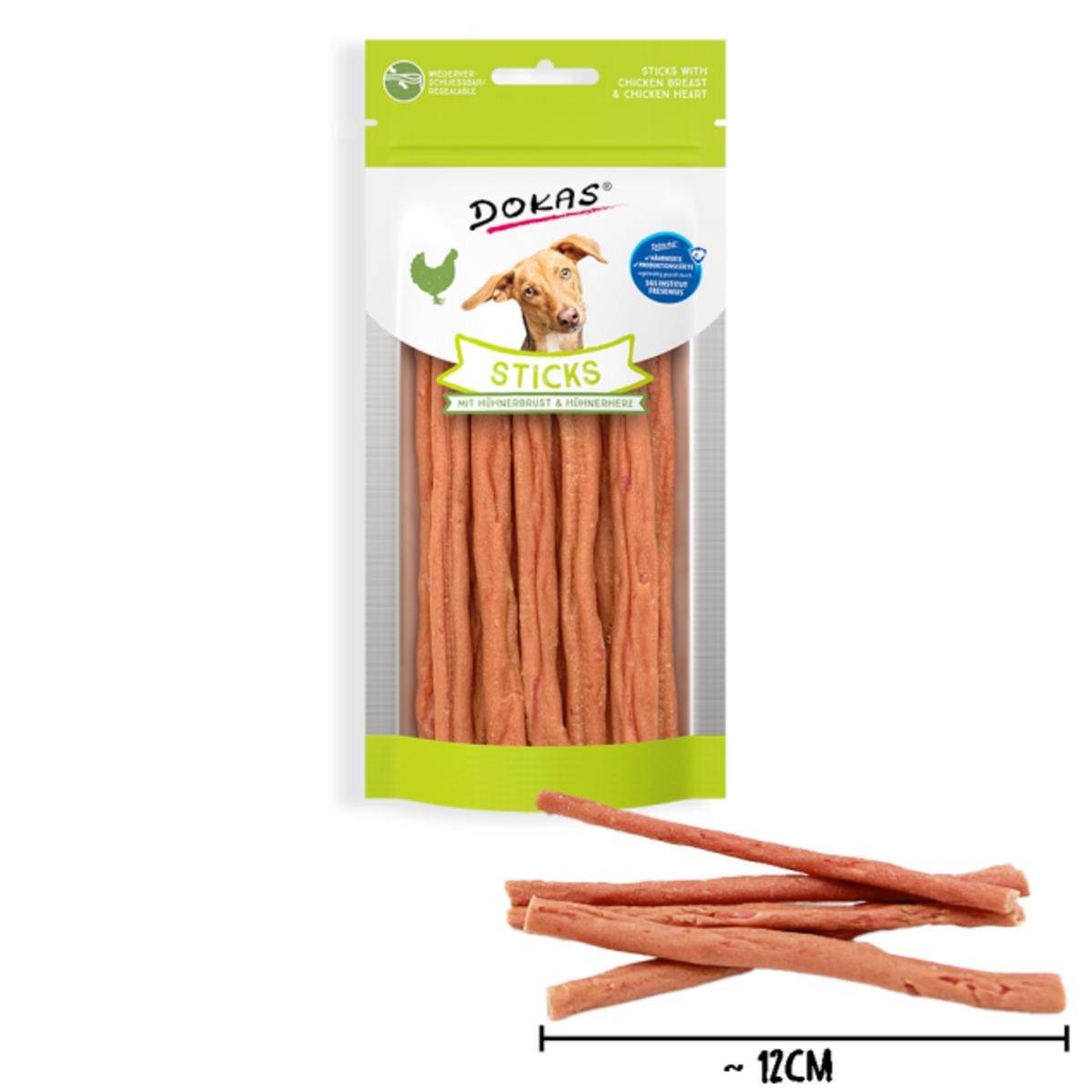 Dog Sticks mit Hühnerbrust & Hühnerherz 12cm Hundesnack – 60 g, 12 cm