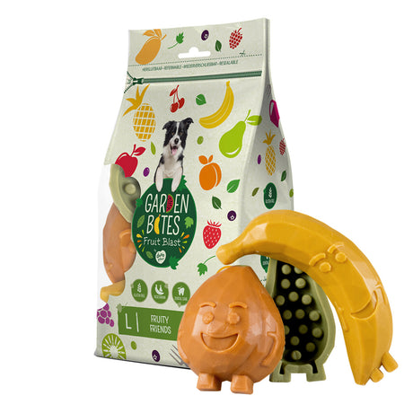 Duvo+ Garden Bites Fruity Friends – Fruchtiger Kauspaß für deinen Hund 🐶 – L - 12,5 cm - 3 Stück