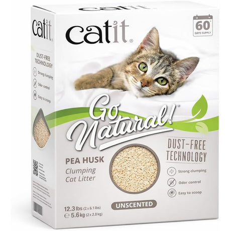 Go Natural!, klumpende Katzenstreu, aus Erbsenhülsen, 2 x 2,8kg (5,6kg) – unparfümiert
