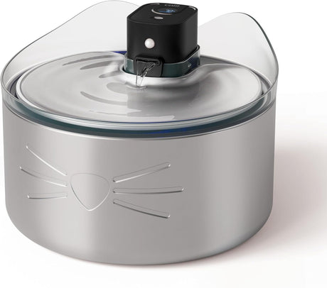 Catit PIXI UV-C Edelstahl-Trinkbrunnen für Katzen – Kabellos & 5L XXL