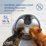 Catit PIXI UV-C Edelstahl-Trinkbrunnen für Katzen – Kabellos & 5L XXL