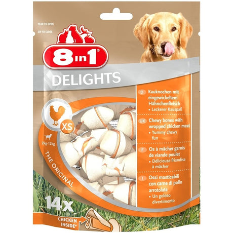 8in1 Delights Kauknochen XS für Hunde – XS, 14 Stück für Hunde bis 12 kg