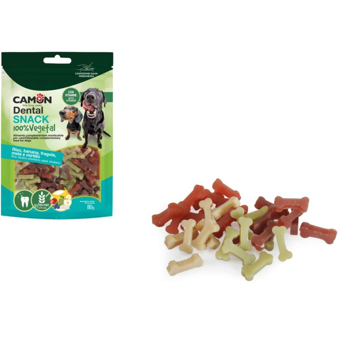 Veggie Früchtemix Hundesnack in Knochenform - Der fruchtige Kauspaß! – 80 g