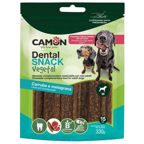Vegane Dental Sticks mit Johannisbrot & Granatapfel für Hunde – M: 10x2,7x1,3 cm, 330 g