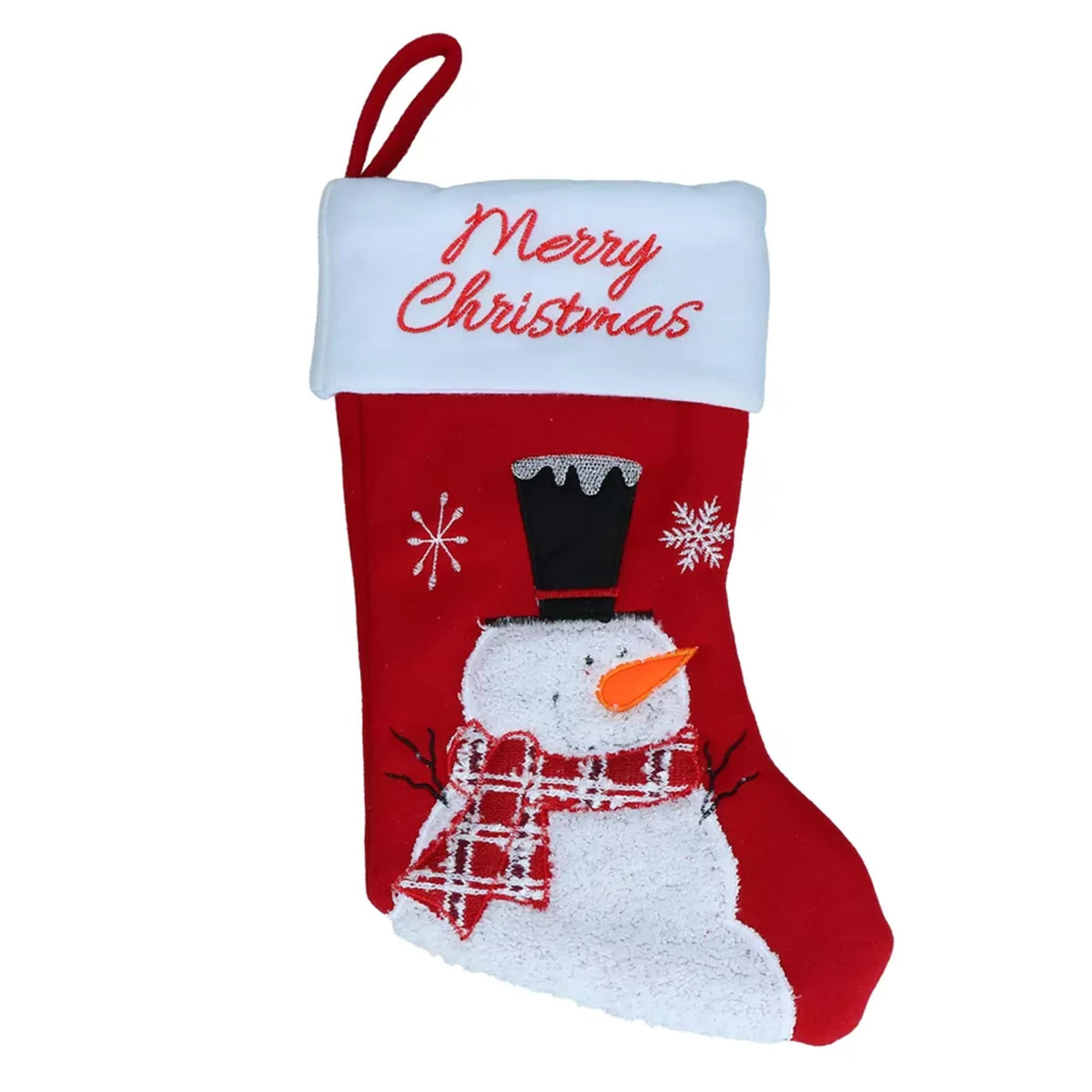 Xmas Weihnachtsstrumpf Christmas Stocking XXL – Wooly Snowman 20 x 38 cm