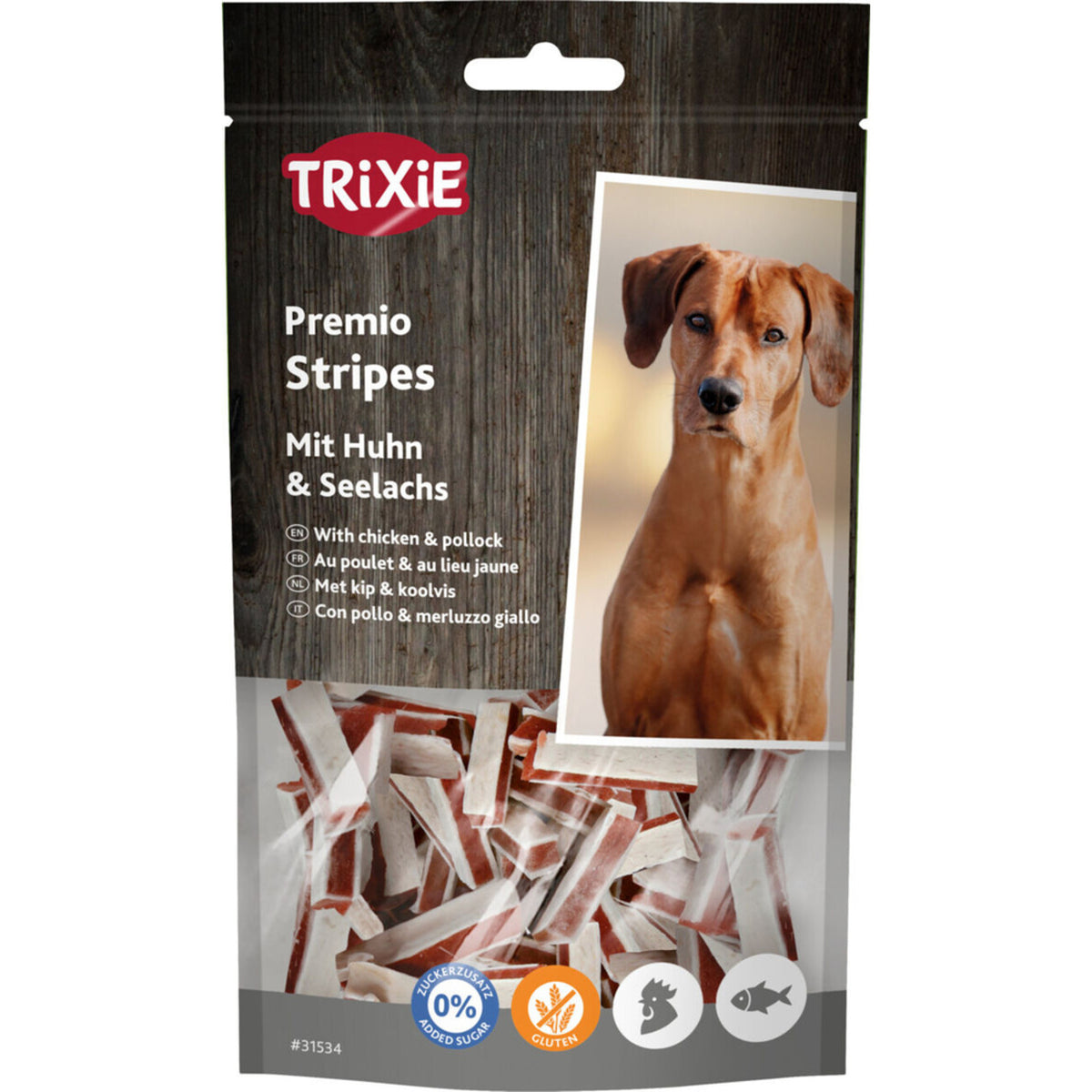 Premio Fish Chicken Hundesnack – Hühnchen & Lachs, Stripes, 75 g