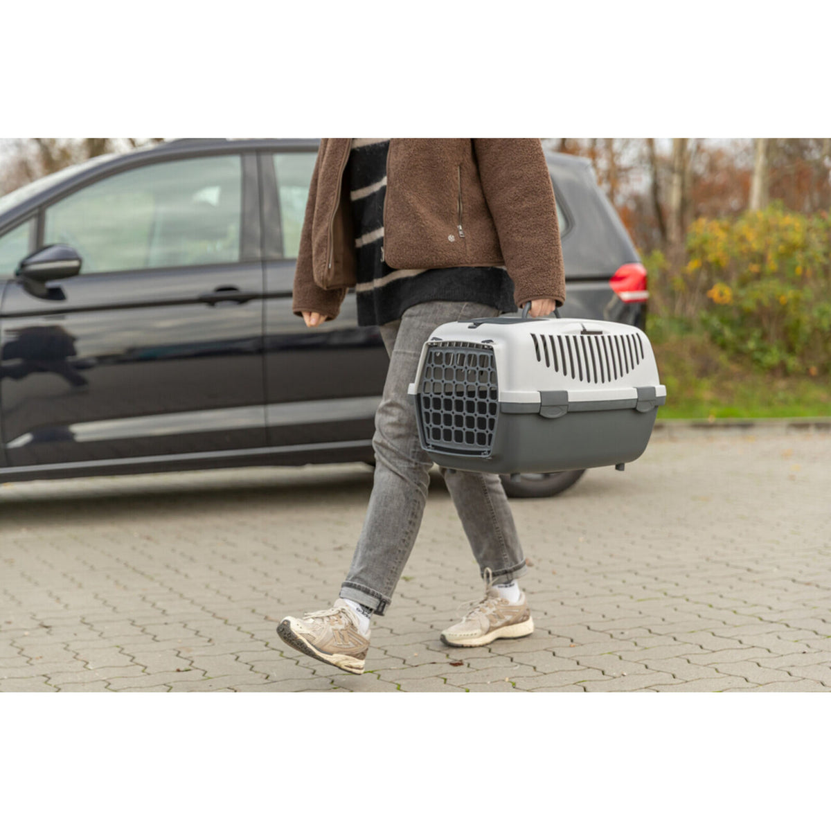 Transportbox Capri 3 mit Ablagefach – 40×38×61 cm, dunkelgrau/hellgrau, bis 12kg