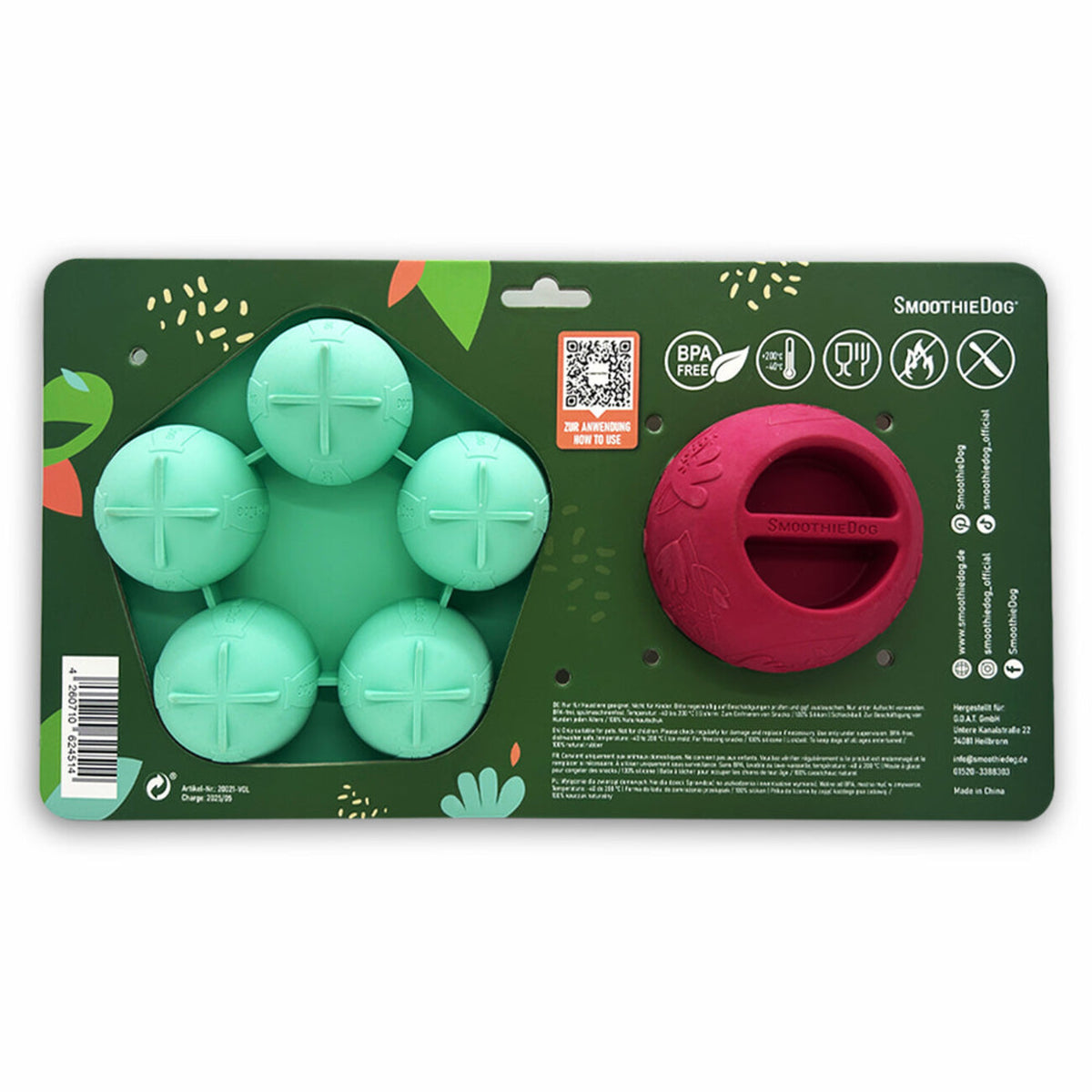 Schleckball inkl. Eisform zum Einfrieren – Durchmesser 9 cm, Höhe 7,5 cm