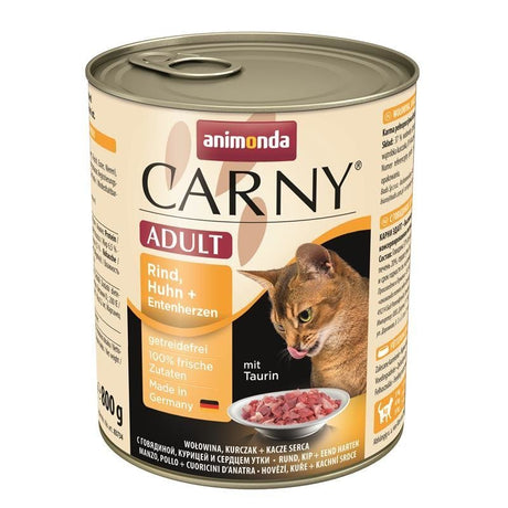 Carny Adult Katzenfutter – Rind, Huhn + Entenherzen 6x800g