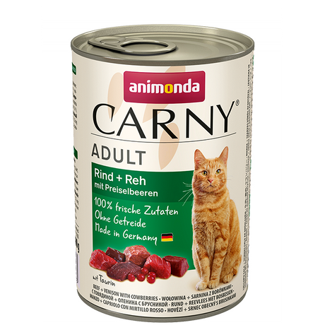 Carny Adult Katzenfutter – Rind Reh & Preiselbeeren 6x400g