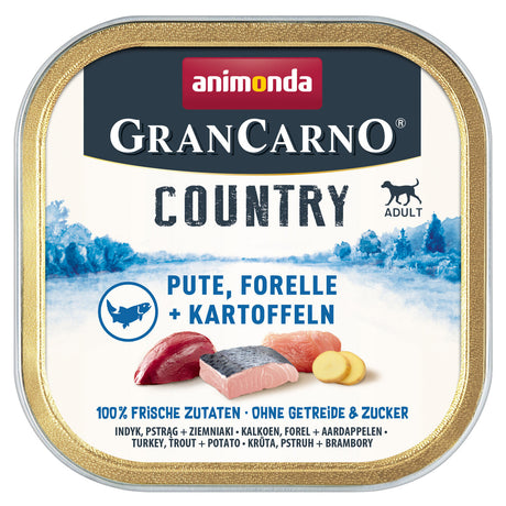 GranCarno Country Adult Hundefutter – 22 x 150g, Pute, Forelle & Kartoffel