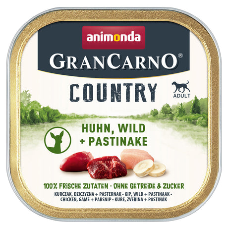 GranCarno Country Adult Hundefutter – 22 x 150g, Huhn, Wild & Pastinake