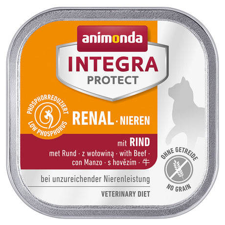 Animonda Integra Protect Niere Katzenfutter Schälchen – mit Rind 16x100g