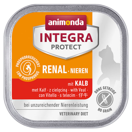 Animonda Integra Protect Niere Katzenfutter Schälchen – mit Kalb 16x100g