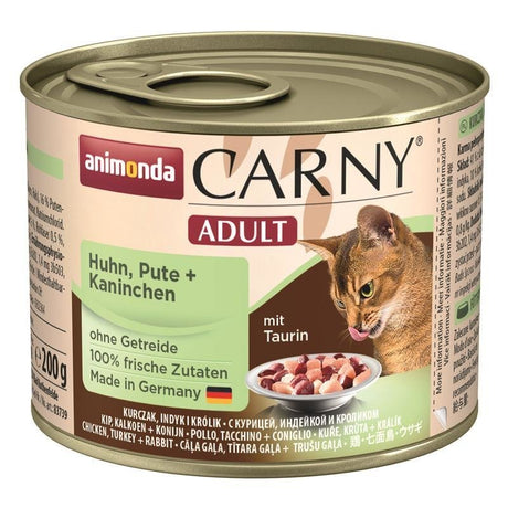 Katzen Nass Futter Carny Adult – Huhn & Pute & Kaninchen, 6x 200g