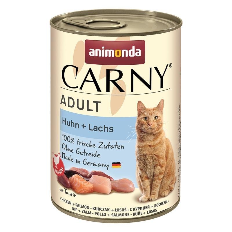 Katzen Nass Futter Carny Adult – Huhn & Lachs, 6x400g