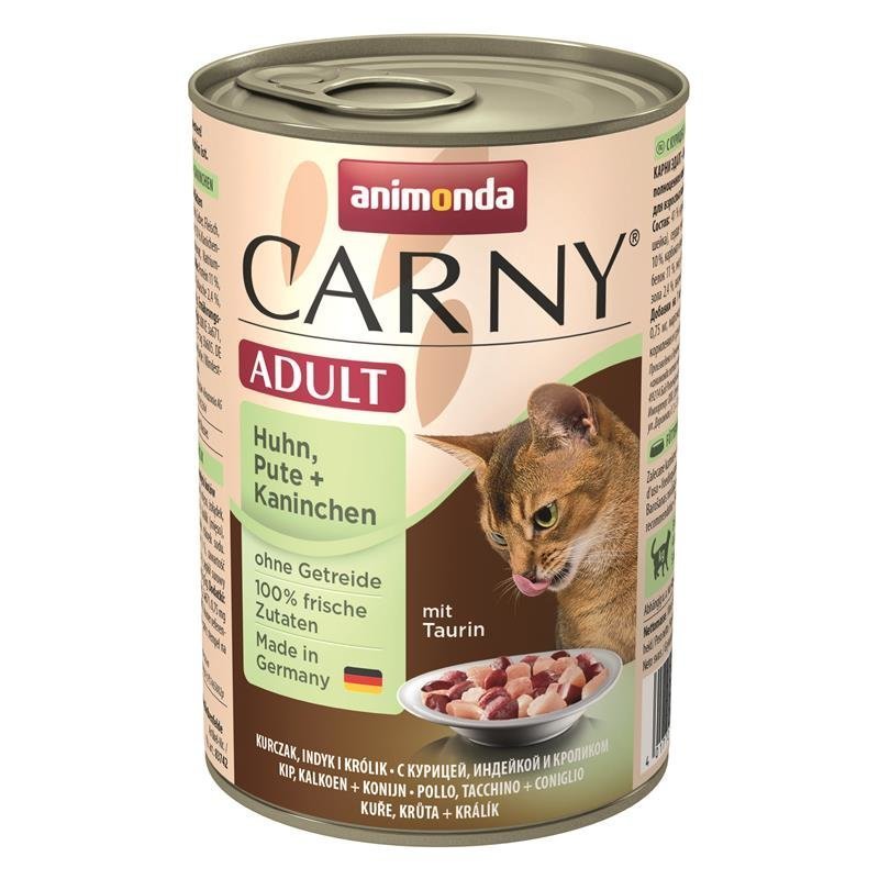Katzen Nass Futter Carny Adult – Huhn & Pute & Kaninchen, 6x400g