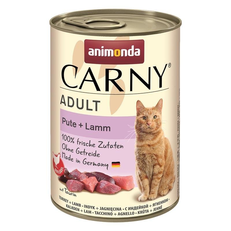 Katzen Nass Futter Carny Adult – Pute & Lamm, 6x400g