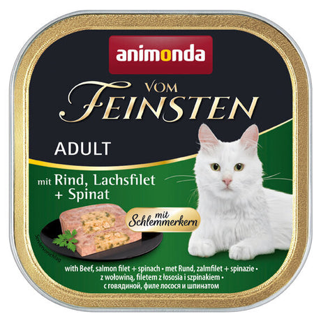 Animonda Vom Feinsten Katzenfutter mit Schlemmerkern – mit Rind, Lachsfilet & Spinat 32x100g