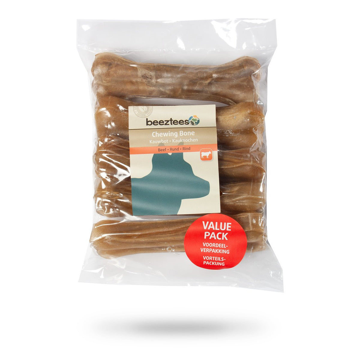 Beeztees Hundesnack Kauknochen Rinderhaut im Vorteilspack – L: 14 cm 5 Stk.