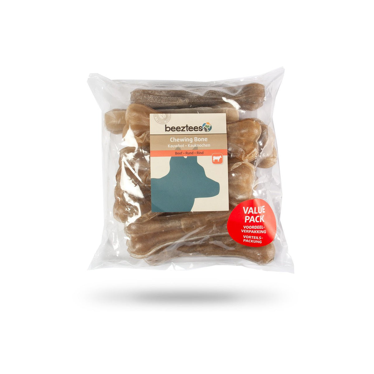 Beeztees Hundesnack Kauknochen Rinderhaut im Vorteilspack – L: 7.5 cm 10 Stk.