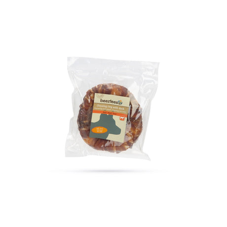 Beeztees Hundesnack Rinderhaut Ring mit Ente – mittel, ø 12.5 cm - 1 Stück