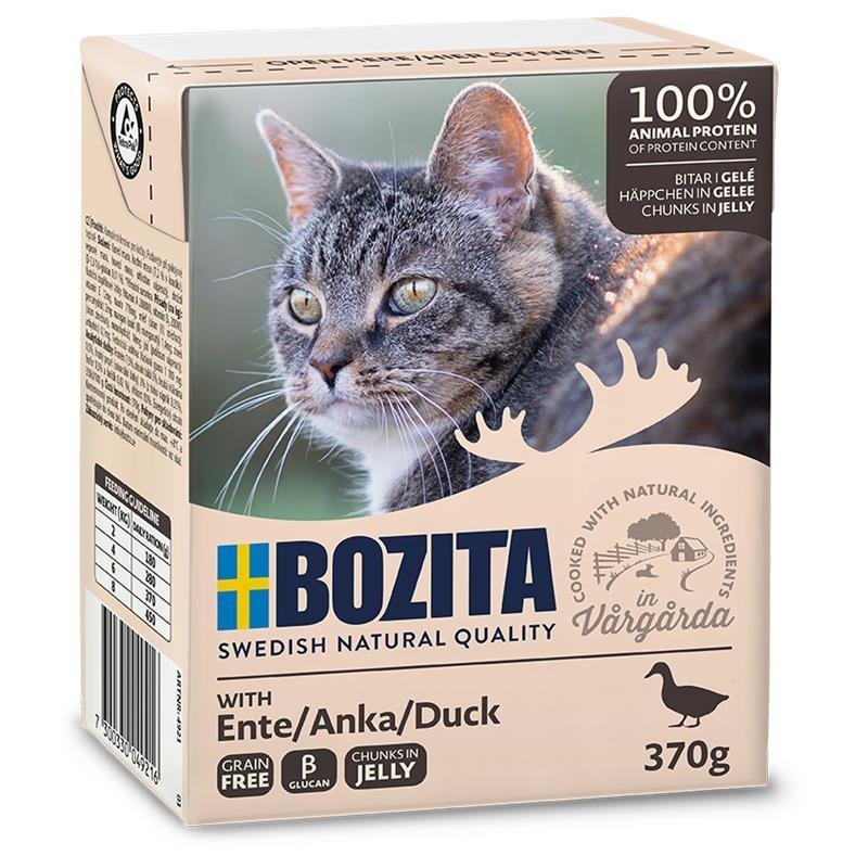 Bozita Katzenfutter Tetra Recart Häppchen in Gelee – Ente 16x370g