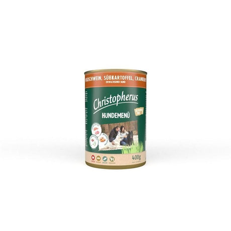 Christopherus Nassfutter Hundemenü Adult – mit Wildschwein, Süßkartoffel, Cranberry 6x400g